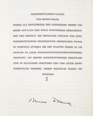 detail from book page signed by Bruno Frank