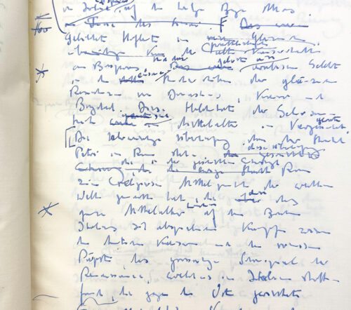 detail of handwriting from Peter Bamm bound manuscript